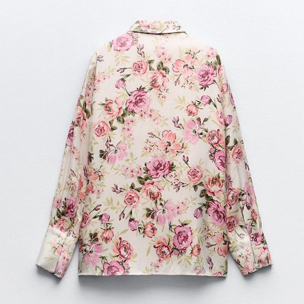 ZARA METALLIC THREAD FLORAL PRINT SHIRT - Picture 4 of 6